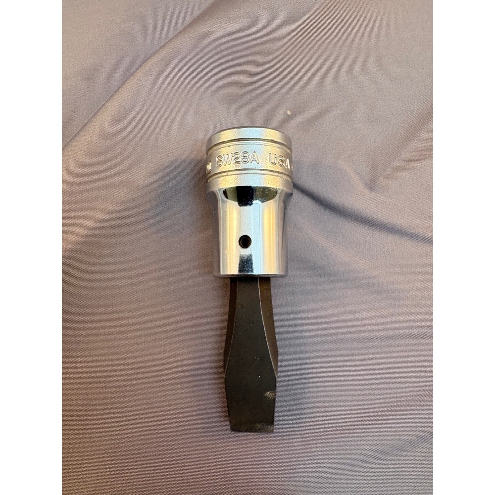 Snap-on SW28A Flat Head Slotted Bit Socket 1/2 Drive USA with Hex Bit Socket 3pc